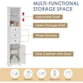 thumbnail image 6 of White Tall Bathroom Cabinet, Freestanding Storage Cabinet with 3 Drawers and Adjustable Shelf, Floor Cabinet Multifunctional Bathroom Storage Organizer Rack Stand, 6 of 15