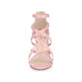 thumbnail image 2 of BLISSFUL STEP Women's Shoes Strappy Lace Up Open Toe Stiletto High Heel Dress Sandals  Pink 10, 2 of 8