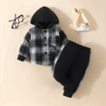 thumbnail image 2 of Zwiiyzr 0-3T Toddler Baby Boy Girl Clothes Flannel Hooded Plaid Shirt and Long Pants Fall Winter Toddler Sweatsuit Black, 2 of 9