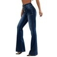 thumbnail image 4 of Sngxgn Women's Wide Leg Jeans High Waisted Stretchy Straight Leg Jeans Loose Denim Pants with Pocket(Blue,S), 4 of 9