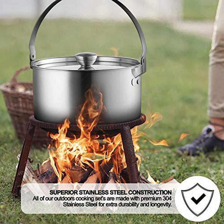 304 Stainless Steel Thickened Cooking Pot, Portable Small Pot For Outdoor  Camping Hiking Travel Cooking