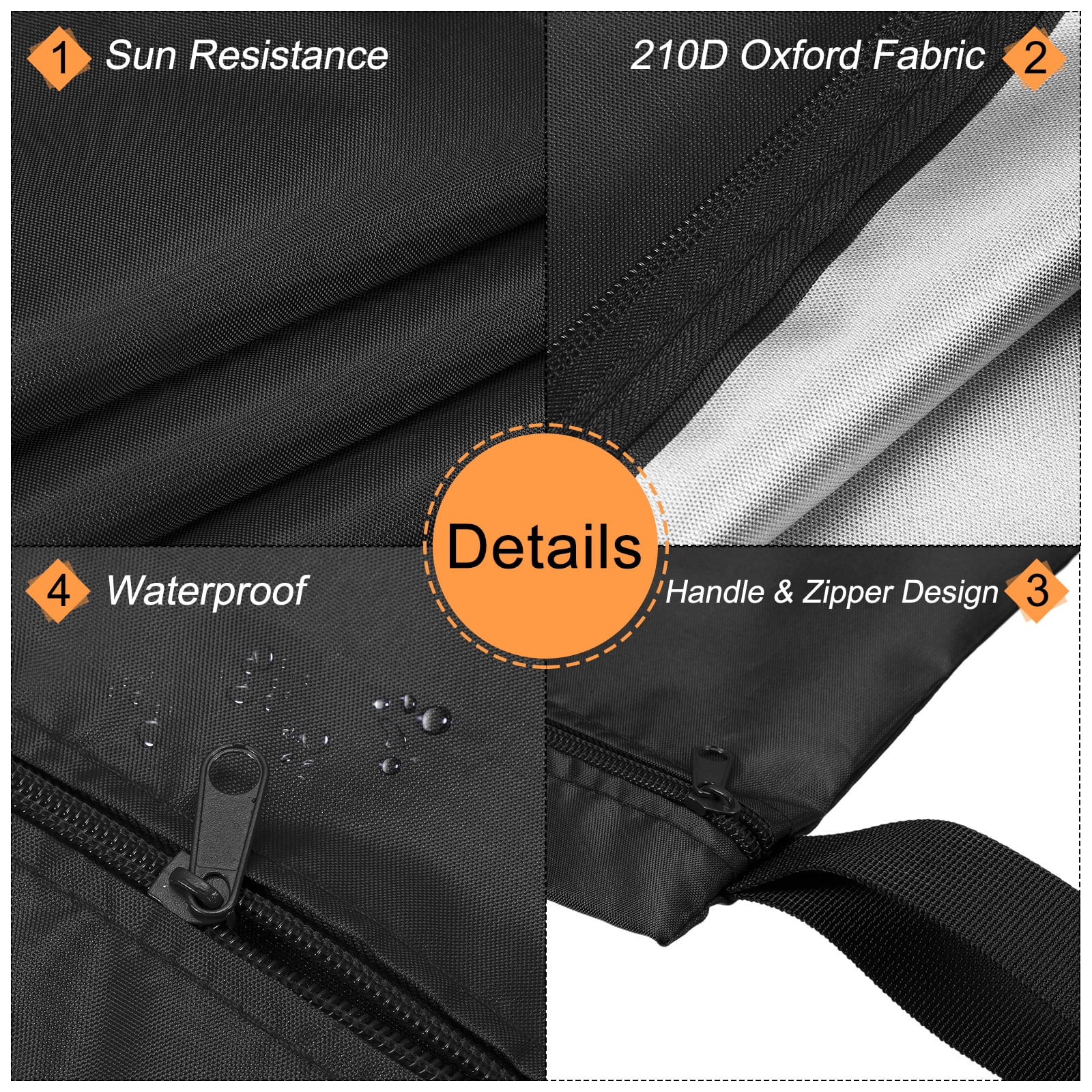 Unique Bargains Wet Dry Bags with Handle Zippered Pockets Black 32 x 24 Inch