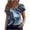 #0131-Blue, variant on Women's Tops Boho Floral Print Tees Weekend Brunch Relaxed Fit Soft Comfortable Breathable Casual Blouses Gift