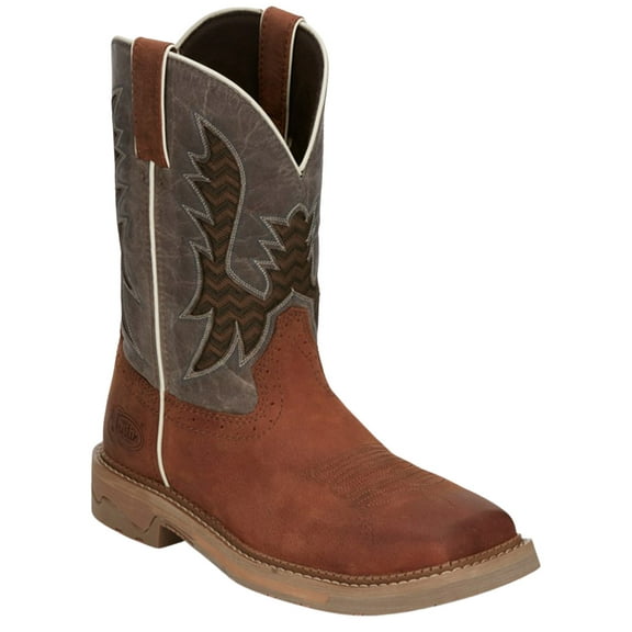 Justin Men's Bolt Redwood Pull On Soft Work Boot Square Toe Brown 10.5 EE US