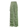 thumbnail image 3 of Gibobby Pantalones deportivos para mujeres Mujer Otoño e Invierno plisado barril recto banda de goma cintura bolsillo pies cierre ropa de trabajo(Verde,G), 3 of 5