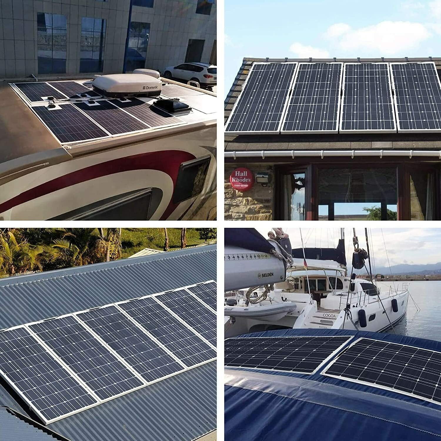 WERCHTAY 200W Mono Solar Panel 12V Car Battery Charger Rooftop Boat RV Home Off Grid(2*100W)