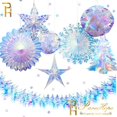 thumbnail image 2 of Cortinas de abanico con forma de panal de abeja, copos de nieve, árbol de Navidad, estrellas, iridiscentes y brillantes, para decoración de fiestas de cumpleaños, bodas y Navidad, al por mayor, 2 of 5