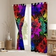 thumbnail image 3 of Erosebridal Boho Lotus Flower Curtains & Drapes Neon Mandala Blackout Curtains, Oriental Fatima Hamsa Curtains Bohemian Hippie Black Out Curtains, Exotic Style Tribal Feather Window Drapes, 3 of 5