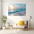 thumbnail image 3 of Bright Sun Turquoise Ocean Wave Framed Wrapped Canvas Posters for Kitchen Bathroom Dorm Decor, Ready to Hang12"L x 8"W, 3 of 10