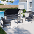 thumbnail image 3 of AECOJOY Patio Furniture Set Clearance, 4 Pieces Sectional Outdoor Sofa Chairs, All Weather PE Garden Wicker Rattan Patio Seating Sofas with Cushion, 5 Pillows(Gray), 3 of 13