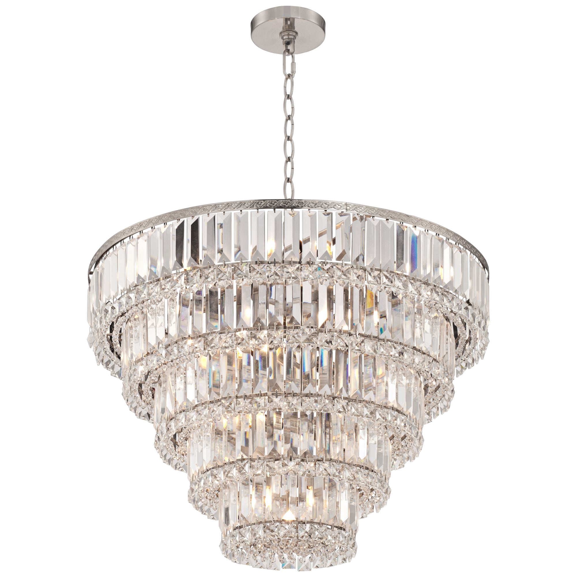 Vienna Full Spectrum Magnificence Satin Nickel Chandelier 24 1/2" Wide Modern Faceted Crystal Glass 15-Light LED Fixture for Dining Room House Kitchen