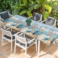 thumbnail image 2 of Blue Coastal Table Cloths for 8 Foot Rectangle Tables, Summer Beach Starfish Shell Coral Nautical Patio Waterproof Elastic Fitted Tablecloths, Washable Rectangular Table Cover for Camping, 2 of 8