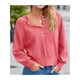 thumbnail image 4 of Suéter de Cuello Redondo con Botones para Mujer, Larga, Estilo Henley, Ideal para Otoño. Camisetas Tipo Pullover de Punto Suelto y Moderno. Rojo XXL, 4 of 7
