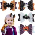 thumbnail image 1 of Paquete de 4 pinzas para el pelo con lazo de 3 "para Halloween, horquilla con lazo para niña, Boutique, lazo para el pelo de araña con purpurina para niña, pasadores para el pelo para fiesta y baile Sailing Electrónica, 1 of 5