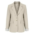 thumbnail image 5 of BADHUB Womens Single Breasted Long Sleeve Blazers Solid Stretch Blazer Coat Trendy Lined Jacket Notch Lapel Suit Jackets White XL, 5 of 9