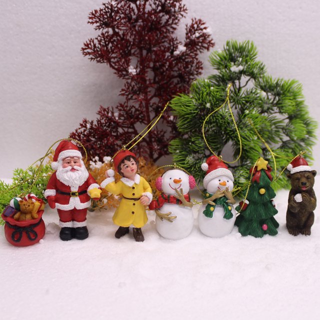 Jinsinto Kit d'Ornements Miniatures de Noël, 7 Pcs Mini Ornements de Noël en Résine Père Noël