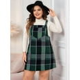 thumbnail image 2 of Women'S Plaid Plus Size Fall Winter Adjustable Straps Casual Sleeveless Pinafore Dresses with Pockets Green 5XL, 2 of 5