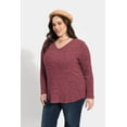 thumbnail image 3 of CASSIE LIZ Plus Size Tops Womens 3X Casual Red Lightweight Sweatshirts Striped Classic V-neck Tops Fall and Winter Pullover Tunics Sweaters 3XL 22W 24W, 3 of 7