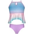 thumbnail image 1 of Conjunto de Bikini de Dos Piezas de Ganchillo Estampado con Volantes y Volantes para niñas Degradado Azul-Morado 10 Años Degradado Azul-Morado 10 Años Xishao ropa, 1 of 2