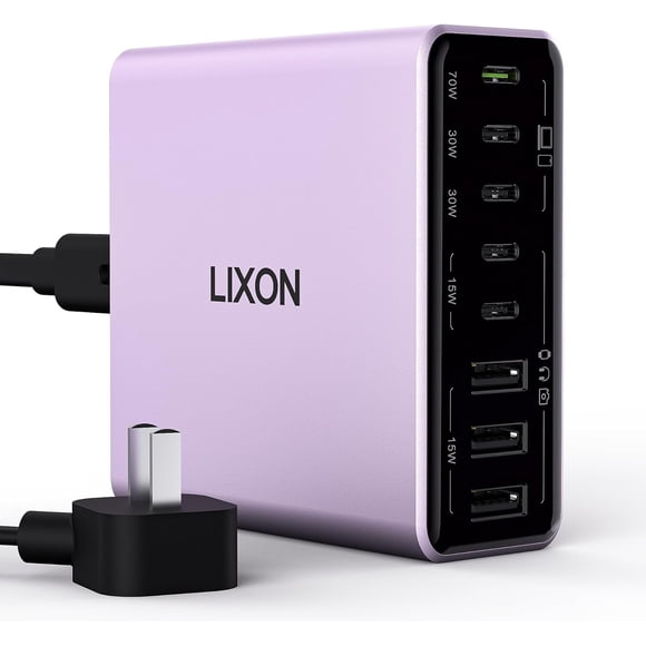 Cargador USB C LIXON 200W GaN IV Estación de carga rápida de 8 puertos