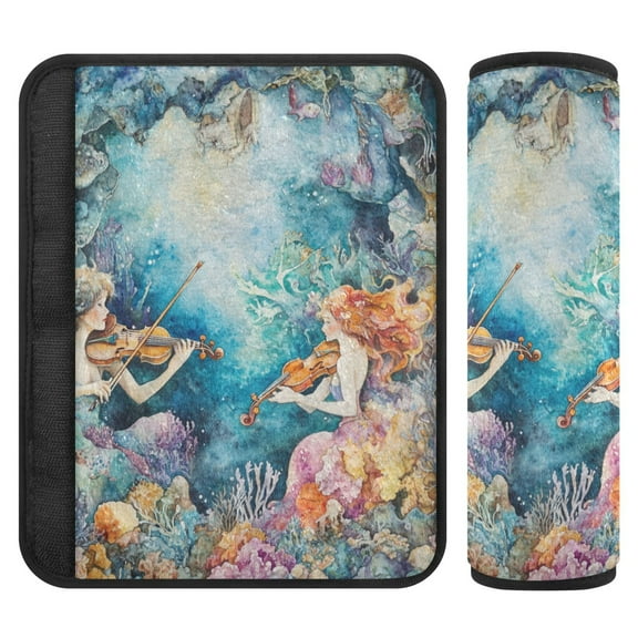 Qxltty The Mermaid Plays Music Car Seat Strap Pads are Soft and Snug Fitting for All Cars Backpacks Pushchair
