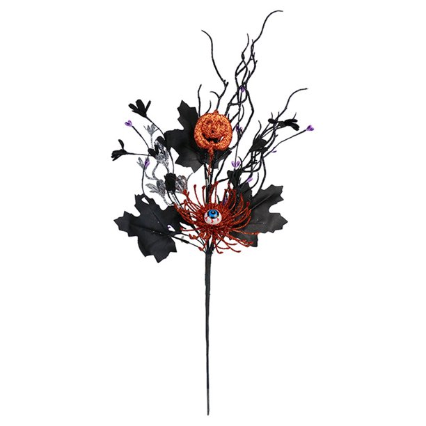 Decoraciones de Halloween: Hojas de arce, calabaza y ojo, hojas artificiales, ramo de hojas de arce otoñal para plantas artificiales, arreglos florales otoñales, decoración de Halloween.