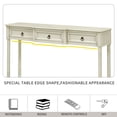 thumbnail image 4 of Rustic Chic Console Table Sofa Table with 3 Drawers, Solid Wood Hall Tables Tall Entryway Table with Shelves, Side Tables with Projecting Drawers and Long Shelf, Antique White, 4 of 8