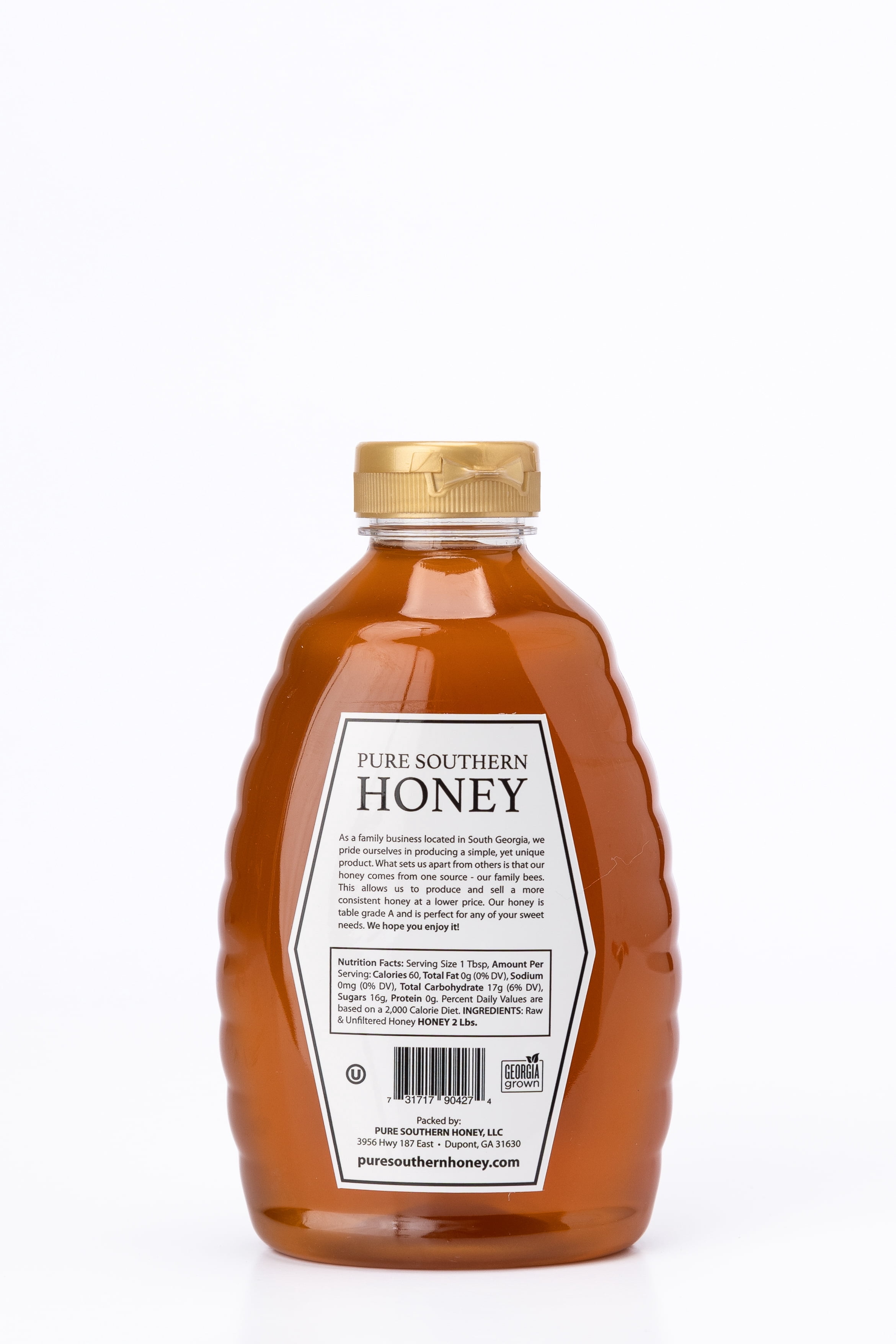 100% USA-Made Raw Unfiltered Honey, Pure Southern Honey [2 lb], All-Natural Sweetener-Squeeze Bottle