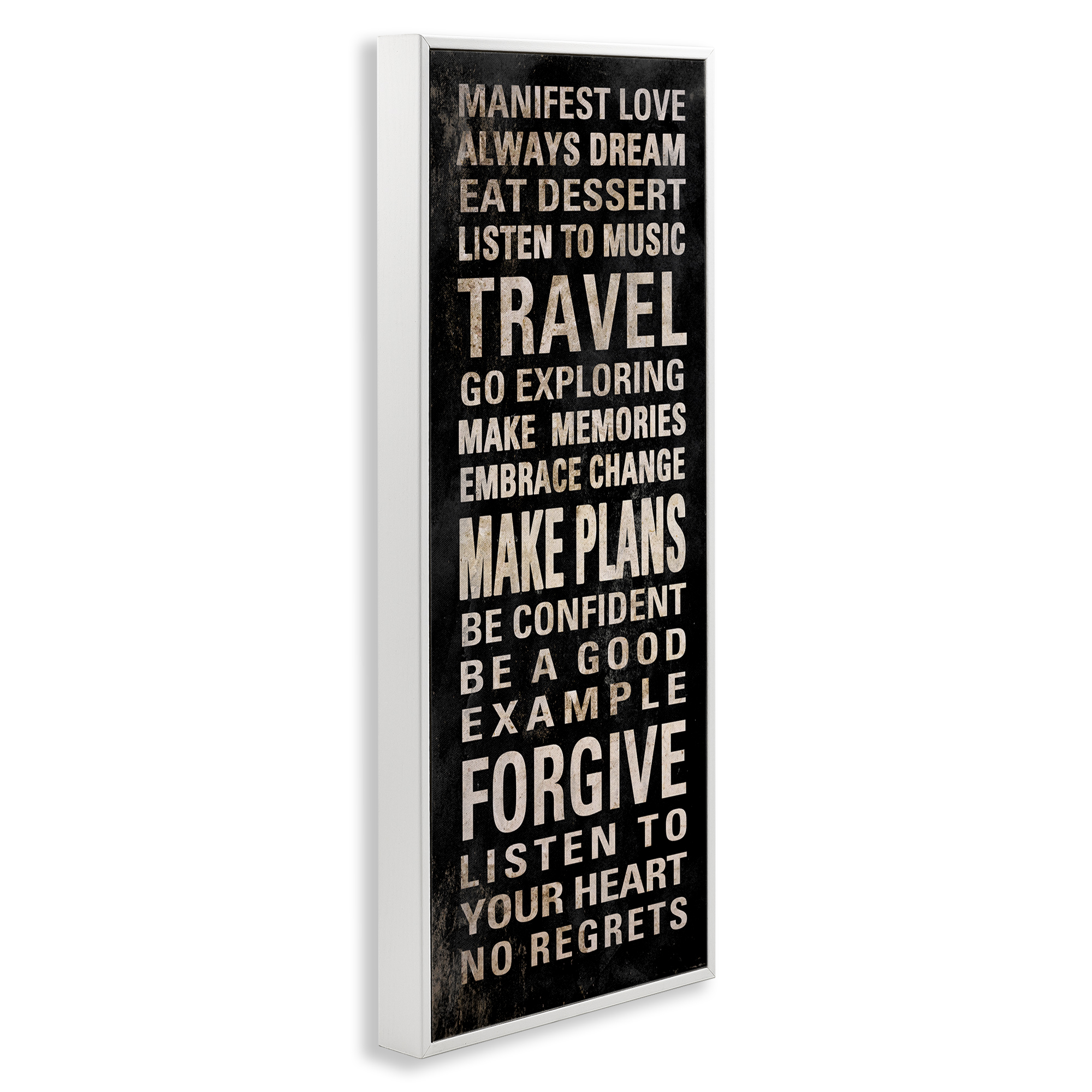 Stupell Industries Manifest Love Phrases Typography Painting White Framed Art Print Wall Art, 13 x 30