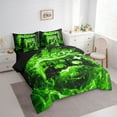 thumbnail image 3 of jejeloiu Modern Video Game Bedding Comforter Set 7pcs,Boys Gaming Queen Bedding Sets,Green Gaming Queen Sheet Sets For Teenagers,Super Cozy Bedroom Decoration Reversible, 3 of 8