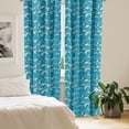 thumbnail image 3 of Ambesonne Sea 4-Panel Curtains, Nautical Foamy Lines Drawing, 56"x84", Sea Blue Ivory, 3 of 4