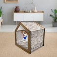 thumbnail image 2 of Ambesonne Chocolate Wooden Pet House, Classical Victorian Flowers and Leaves Abstract Arrangement with Vintage Look, Indoor & Outdoor Portable Dog Kennel with Pillow and Cover, Medium, Brown White Medium Brown White, 2 of 5