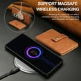 thumbnail image 3 of Detachable Magnetic Phone Cases Compatible with Samsung Galaxy A36 5G, Case with Card Holder, Support Magnetic Wireless Charger, Classic PU Leather Kickstand Wallet Phone Cover, Brown, 3 of 5