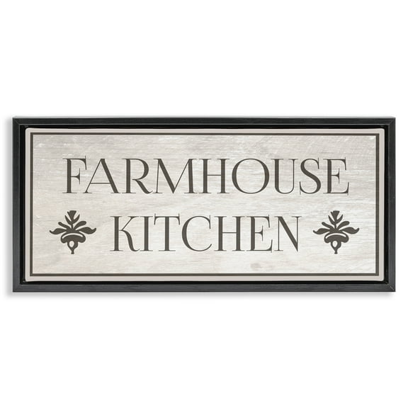 Stupell Industries Farmhouse Kitchen Typography Typography Painting Black Floater Framed Canvas Art Print Wall Art, 25 x 11