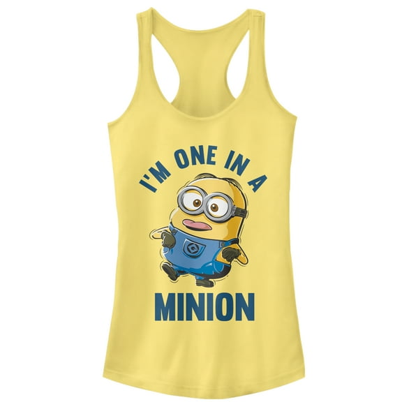 Junior's Despicable Me I'm One in Minion  Racerback Tank Top Banana 2X Large