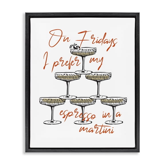 Stupell Industries Modern On Fridays Espresso Martini Black Floating Frame Canvas Art, 17 x 21, by The Prints Vibe