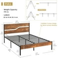 thumbnail image 3 of Taomika Full Size Platform Bed Frame/Mattress Foundation Queen Size With Rustic Vintage Wood Headboard, Strong Metal Slats Support, No Box Spring Needed, Brown Bed Frames, 3 of 11