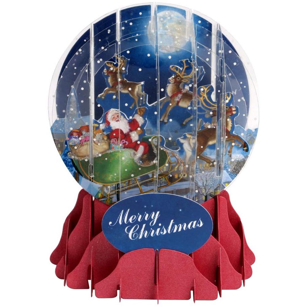 Up With Paper Santa's Moonlight Sleigh Ride PopUp Snow Globe Christmas