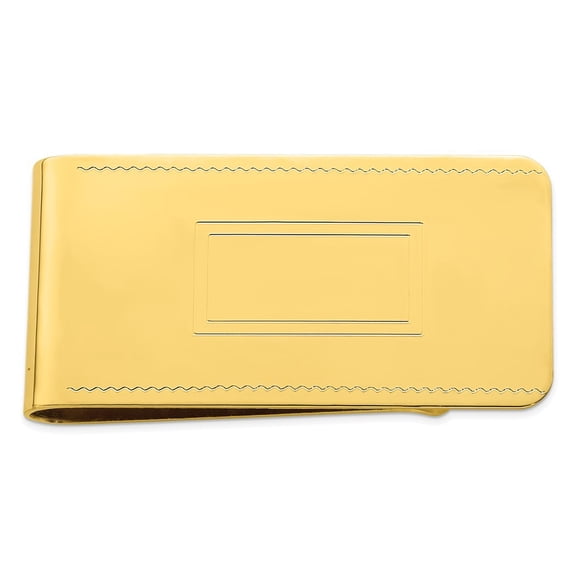 Gold Plated Solid Polished Patterned Engravable with Engraveable Area Money Clip Measures 50x25mm Wide Jewelry for Men