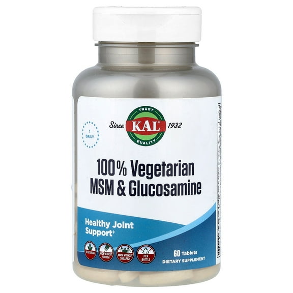 KAL 100% Vegetarian MSM & Glucosamine, 60 Tablets