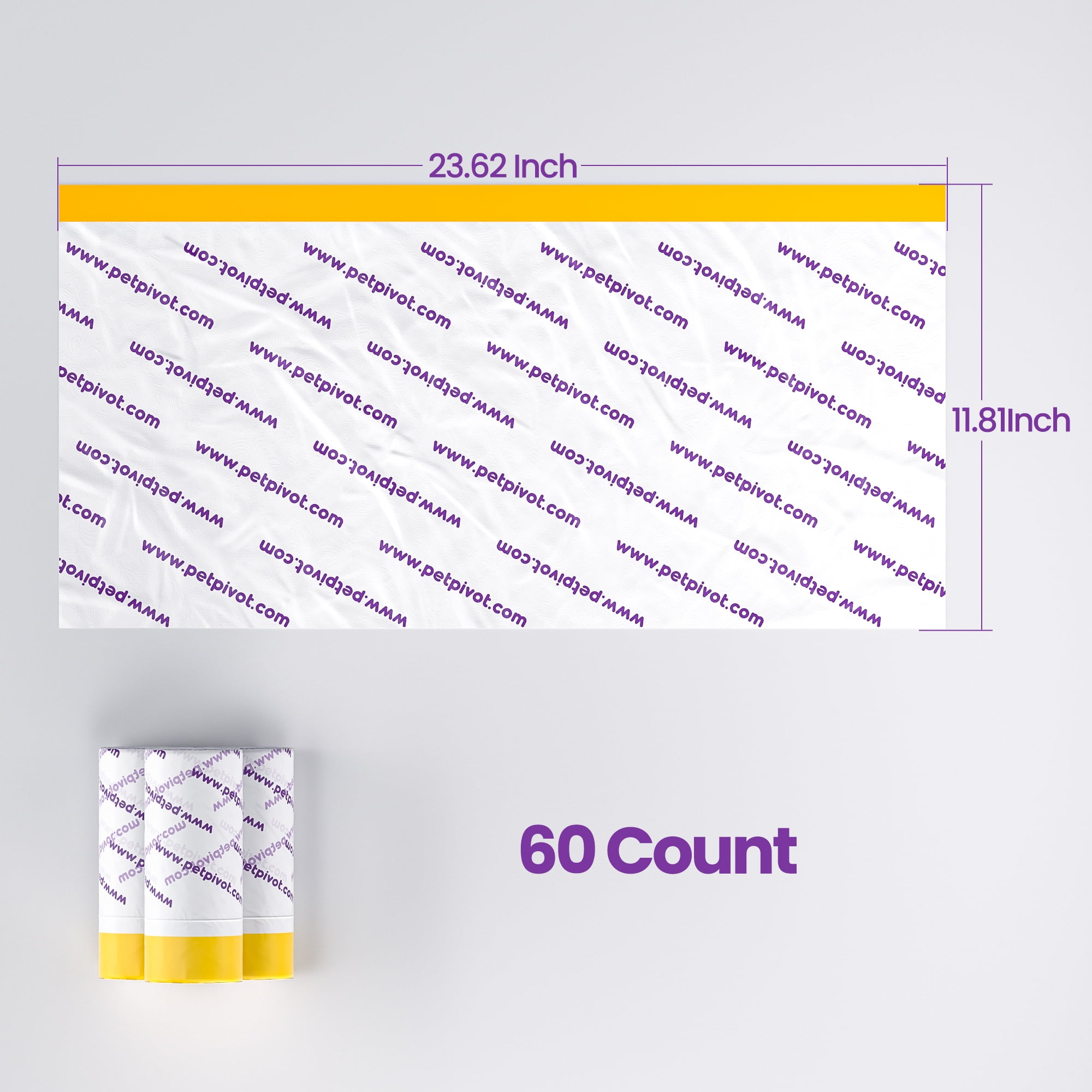 PetPivot Litter Box Liners Trash Bags for AutoScooper 11 Self Cleaning Litter Box, 3 Rolls 60 Pcs