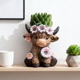 thumbnail image 4 of Jarrón con vaca de las Highlands Jarrón decorativo de resina con vaca y flores sin orificio de drenaje para plantas y flores Decoración para el hogar, exterior e interior, 4 of 7