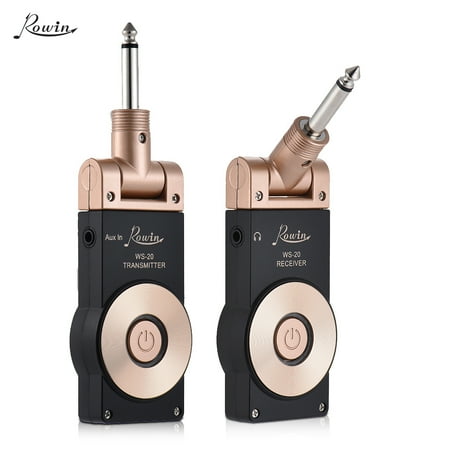 Wireless Instrument Receiver Bass Guitar - Rowin WS-20 2.4G Wireless Rechargeable Electric Guitar Transmitter Receiver Set 30 Meters Transmission Range
