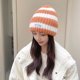 thumbnail image 5 of Gorros de lana para hombres y mujeres, gorro de punto grueso de dos colores con rayas verticales, tejido de dos colores para invierno, 5 of 6