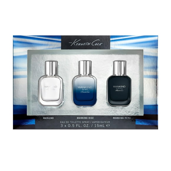 Kenneth Cole Mankind Coffrett 3 PC Cologne Gift Set for Men, Includes Mankind, Mankind Rise + Mankind Hero Eau de Toilette Travel Size Sprays, Gift or Stocking Stuffer For Him, 0.5 Fl Oz