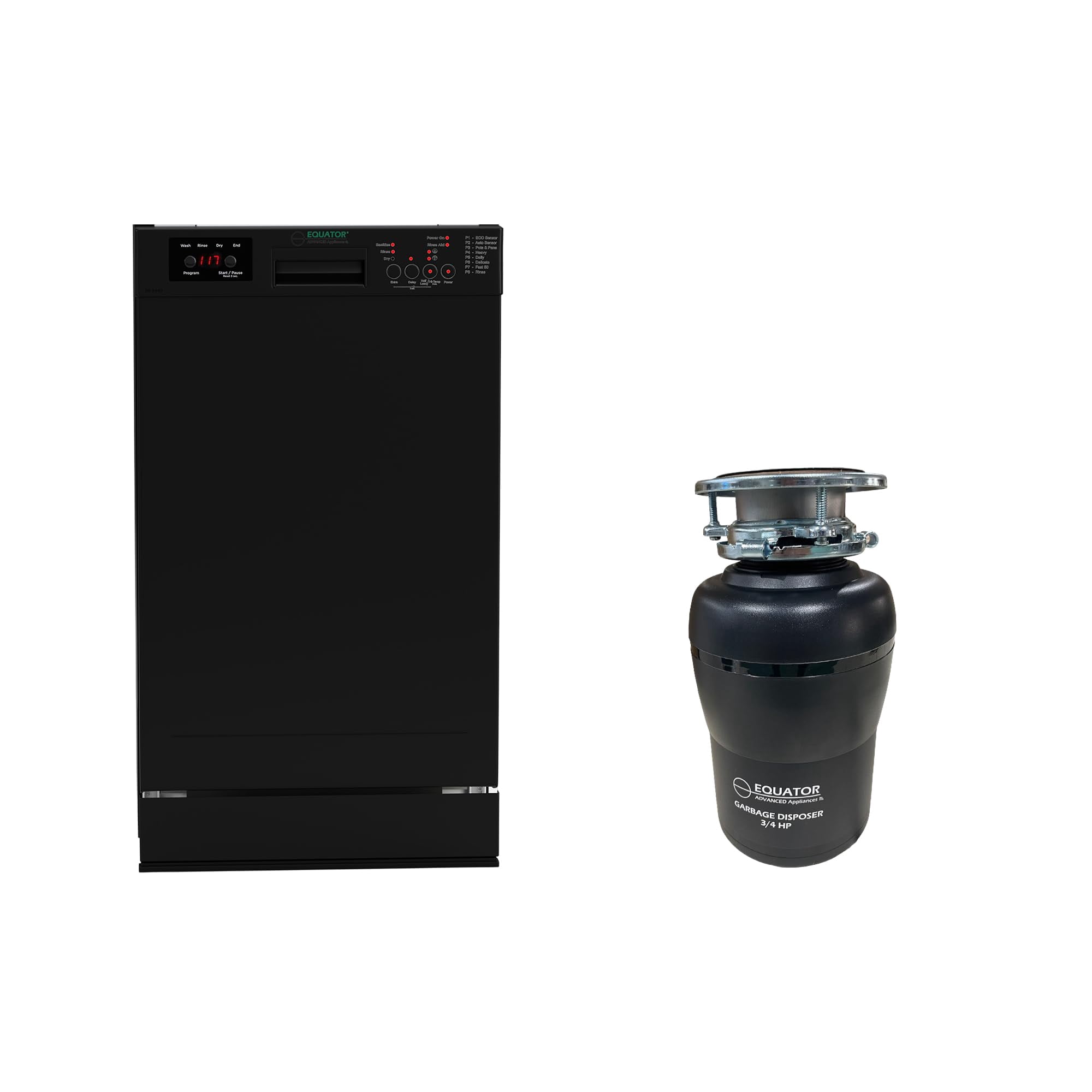Pemberly Row 18" Dishwasher 10 Place 110V E-Star & 3/4 HP Garbage Disposer