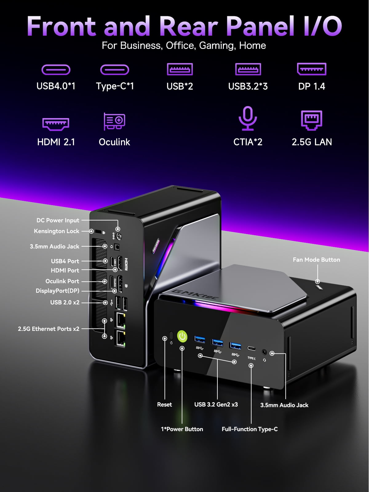GMKtec K15 Mini PC Intel Core Ultra 5 125U, 32GB RAM 1TB SSD, 2.5GbE NIC LAN Mini Desktop Computers, Quad 4K Display, WiFi5.2, BT6E, USB-C, DP