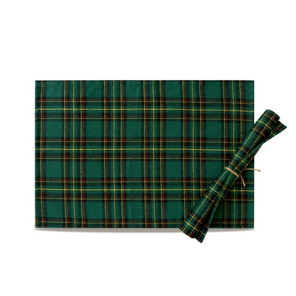 Christmas Checkered Tartan Placemats Set of 18 x 12 Inch - Plaid Xmas Place Mats, Heat Resistant Washable Table Mats for Dining/Parties/Holiday Decor