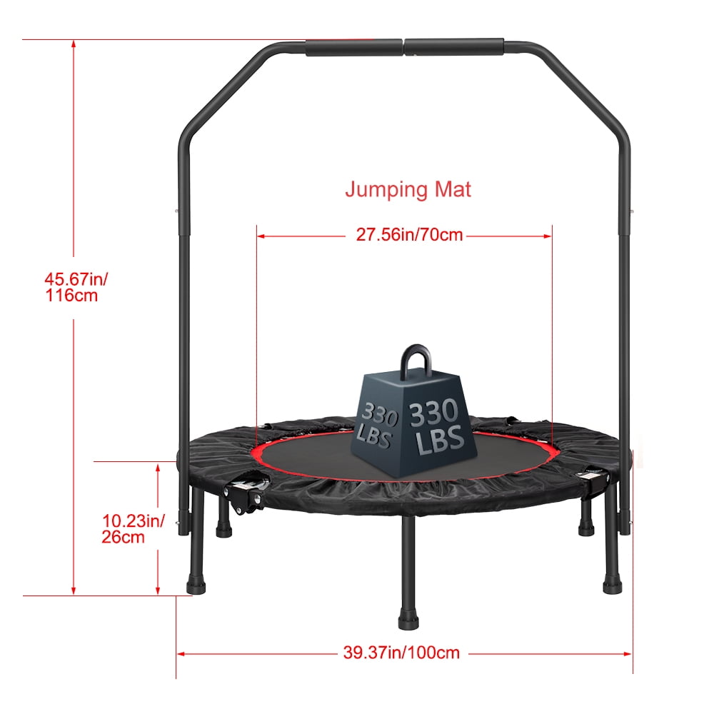 Triple Tree Mini Trampolines for Adults and Kids with Armrest Handle, 40.00" x 40.00" x 45.60"