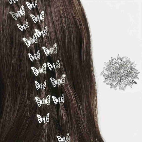 30Pcs Mini Butterfly Hair Clips, 1.3x2.1cm Hollow Metal Butterfly Hair Barrettes Tiny Hair Pins for Women Girls Hairstyle Decor, Silver